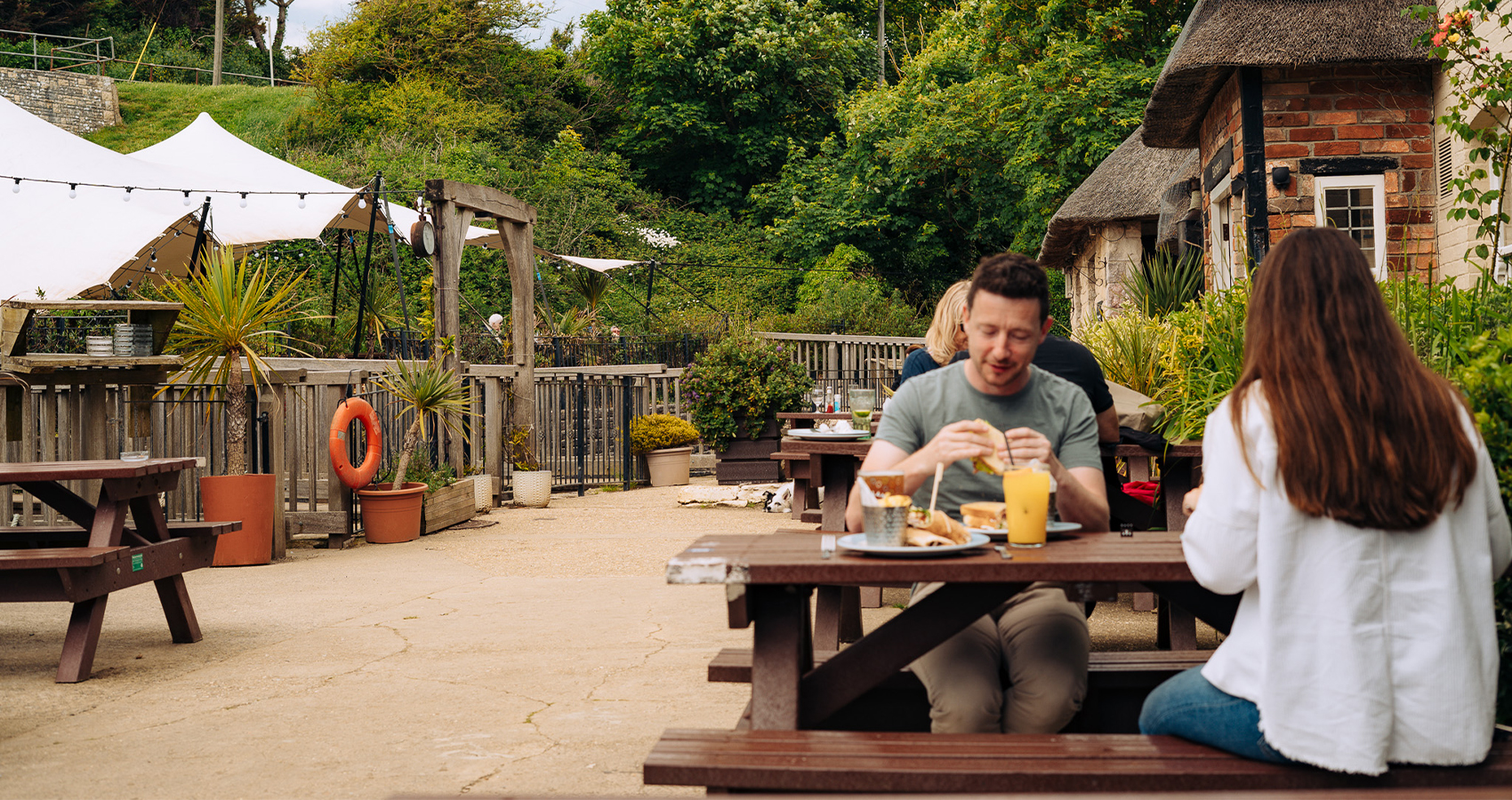 Eating in beer garden