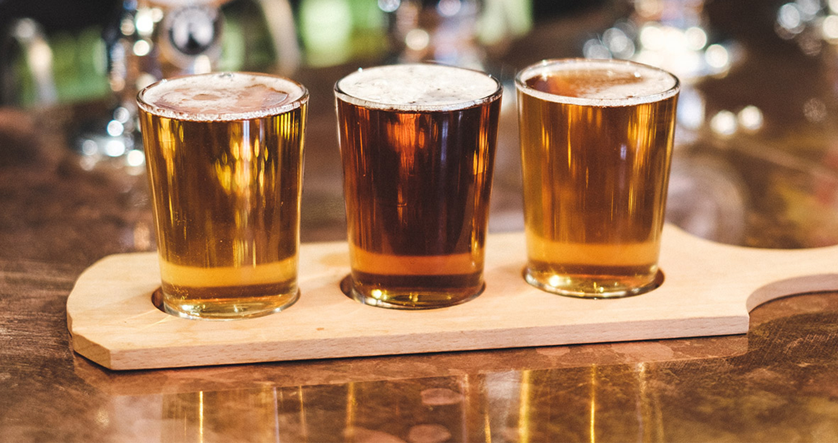 Flight of Badger beers arranged for a beer tasting party